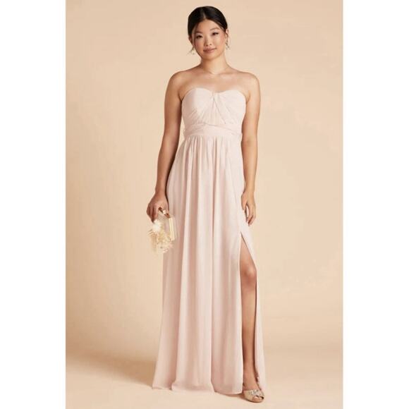 NWT Birdy Grey Grace Chiffon Pale Blush Pink Convertible Bridesmaid Maxi Dress - Picture 1 of 9